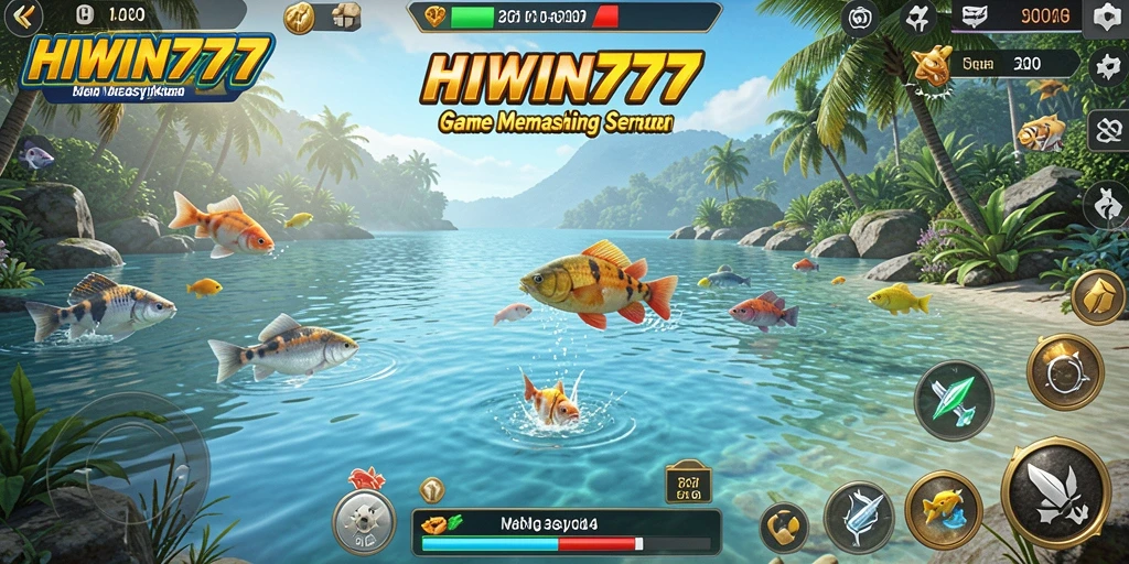 Screenshot permainan HIWIN777 menunjukkan aksi memancing yang seru dan mendebarkan.