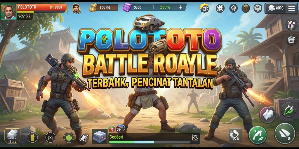 Tangkapan layar gameplay intens POLOTOTO dalam aksi Battle Royale.
