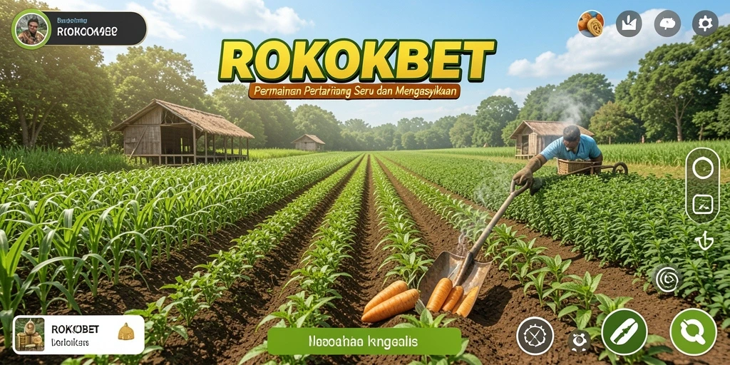 Screenshot gameplay ROKOKBET yang menampilkan aktivitas bertani seru.