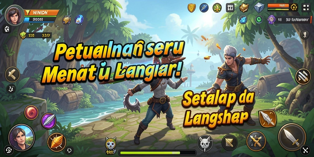 Screenshot gameplay WINIDN yang menunjukkan petualangan mendebarkan.